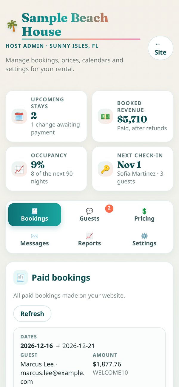 Host dashboard on a phone